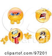Digital Collage Of Pissed Crying Goofy And Terrified Emoticon Faces