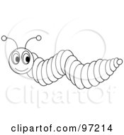 Royalty Free RF Clipart Illustration Of An Outlined Caterpillar With Big Eyes Looking Back by Pams Clipart