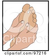 Pair Of Hands Massaging A Foot