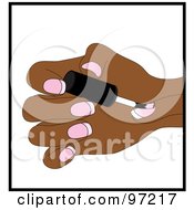 Royalty Free RF Clipart Illustration Of A Black Woman Painting Her Finger Nails Pink