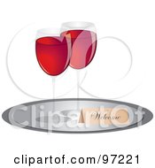 Poster, Art Print Of Welcome Tag And Two Glasses Of Red Wine On A Tray