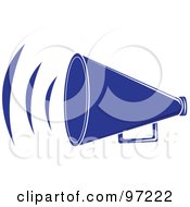 Poster, Art Print Of Loud Blue Megaphone With Sound Waves