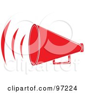 Poster, Art Print Of Loud Red Megaphone With Sound Waves