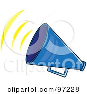 Poster, Art Print Of Noisy Blue Megaphone With Sound Waves