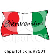 Royalty Free RF Clipart Illustration Of A Mexican Bienvenidos Flag