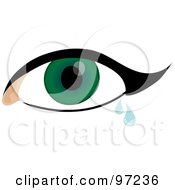 Poster, Art Print Of Green Crying Eye With Thick Eyeliner