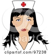 Royalty Free RF Clipart Illustration Of A Beautiful Black Haired Female Nurse In A Medical Uniform by Pams Clipart