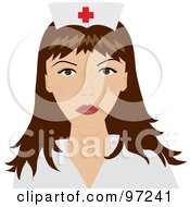 Royalty Free RF Clipart Illustration Of A Beautiful Brunette Female Nurse In A Medical Uniform by Pams Clipart