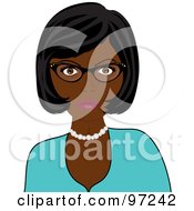 Royalty Free RF Clipart Illustration Of A Professional Black Woman Wearing Glasses And A Pearl Necklace