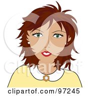 Royalty Free RF Clipart Illustration Of A Teacher Or Mother With Brunette Hair by Pams Clipart