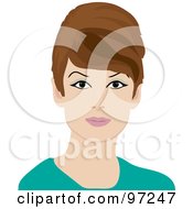 Royalty Free RF Clipart Illustration Of A Portrait Of A 60s Styled Retro Woman With Brunette Hair