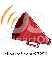 Noisy Red Megaphone With Sound Waves