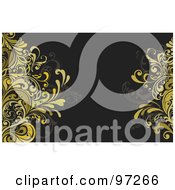 Royalty Free RF Clipart Illustration Of A Dark Background With Right And Left Borders Of Green Vines by OnFocusMedia