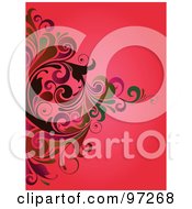 Royalty Free RF Clipart Illustration Of A Swirly Vine Design Over A Red Background
