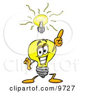 Clipart Picture Of A Light Bulb Mascot Cartoon Character With A Bright Idea