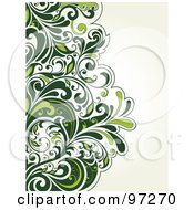 Poster, Art Print Of Lush Green Vine On The Left Edge Of An Off White Background