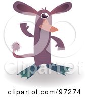 Poster, Art Print Of Purple Alien Platypus Standing And Waving