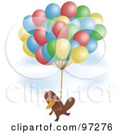 Poster, Art Print Of Platypus Flying In A Sky With A Bunch Of Balloons