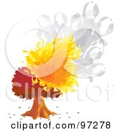 Royalty-Free (RF) Clipart Illustration of a Mature Tree Engulfed In Smoke And Flames by PlatyPlus Art #COLLC97278-0079