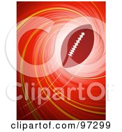 Royalty Free RF Clipart Illustration Of A Rugby Football Over A Red Spiral Background by elaineitalia