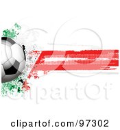 Poster, Art Print Of Soccer Ball Over A Grungy Halftone Italian Flag