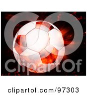 Royalty Free RF Clipart Illustration Of A Soccer Ball Over A Fiery Background by elaineitalia