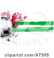 Soccer Ball Over A Grungy Halftone Welsh Flag