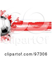 Soccer Ball Over A Grungy Halftone Canadian Flag