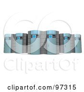 Royalty Free RF Clipart Illustration Of Three Sets Of 3d Blue Server Towers