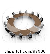 Royalty Free RF Clipart Illustration Of A Team Of 3d Professional People Surrounding A Circular Meeting Table