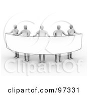 Royalty Free RF Clipart Illustration Of 3d Gray People Standing And Holding Up A Long Rectangular Blank Sign