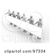 Royalty Free RF Clipart Illustration Of 3d People Standing And Holding Up A Long Rectangular Blank Sign