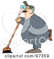 Poster, Art Print Of Industrial Janitor Leaning On A Push Broom
