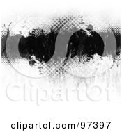 Royalty Free RF Clipart Illustration Of A Grungy Black Text Box Over White With Halftone