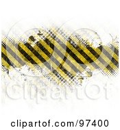 Poster, Art Print Of Grungy Hazard Stripes Bar Fading Into White With Halftone
