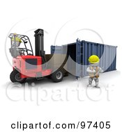 Royalty Free RF Clipart Illustration Of A 3d White Character Loading Boxes Into A Cargo Container