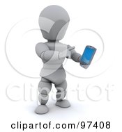 Royalty Free RF Clipart Illustration Of A 3d White Character Using A Palm Pilot by KJ Pargeter