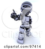 3d Silver Robot Holding Out One Finger