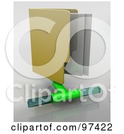 Royalty Free RF Clipart Illustration Of A 3d Vertical Computer Network Folder On A Gray Background