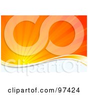 Poster, Art Print Of Burst Of Orange Sunshine Over A White Wave