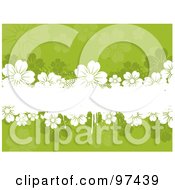 White Grungy Text Box With Flowers Over A Green Floral Background