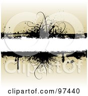 Poster, Art Print Of White Text Box With Black Grassy Grunge Over Beige