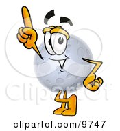 Poster, Art Print Of Moon Mascot Cartoon Character Pointing Upwards