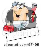 Royalty Free RF Clipart Illustration Of A Caucasian Auto Mechanic Logo With A Blank Text Box
