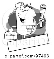 Royalty Free RF Clipart Illustration Of An Outlined Auto Mechanic Logo With A Blank Text Box
