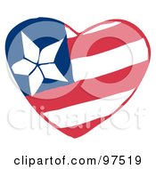 Poster, Art Print Of Heart Fourth Of July American Flag With Stars And Stripes