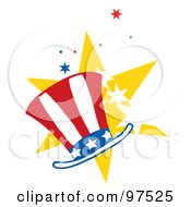 Royalty Free RF Clipart Illustration Of An American Hat Over Stars