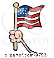 Royalty Free RF Clipart Illustration Of A Hand Waving An American Flag And Waving It