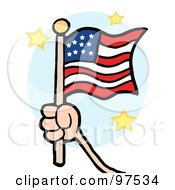 Poster, Art Print Of Hand Waving A Usa Flag And Waving It