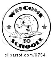 Poster, Art Print Of Black And White Worm On A Welcome Back To School Circle